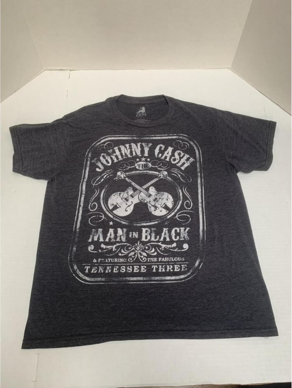 Johnny Cash Graphic Tee Shirt Top Charcoal Gray Unisex Size Medium